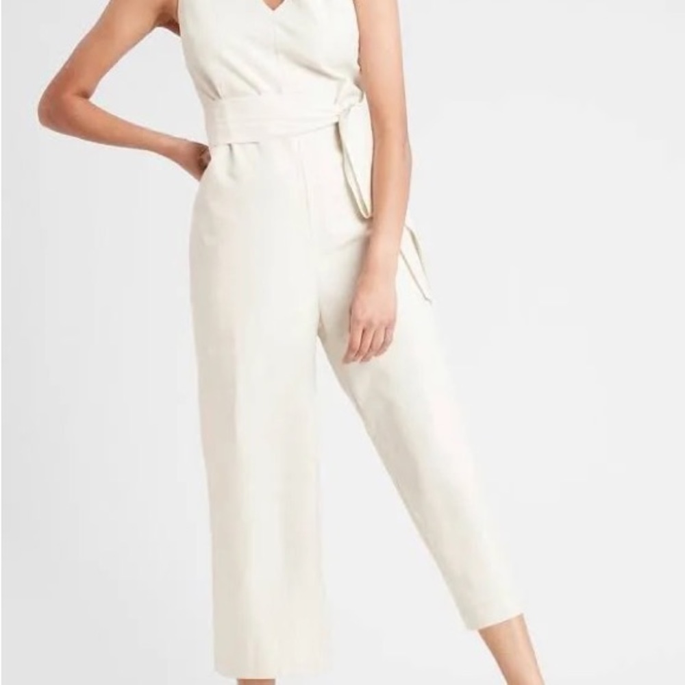 Banana Republic Factory Tie-Waist Jumpsuit Off-White